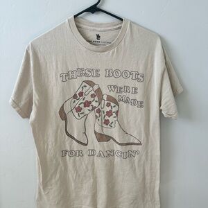Cream Graphic T-Shirt with Boots Design